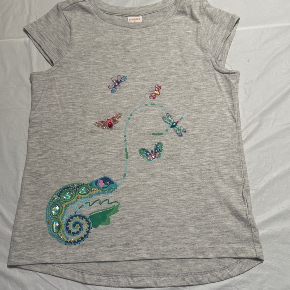 Gymboree Light Gray Tee with Colorful Accents